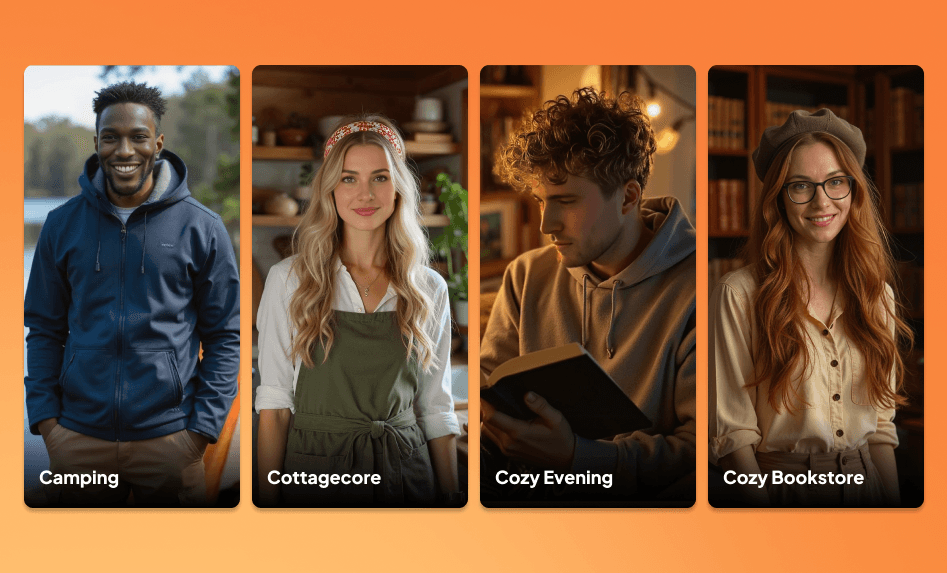 New Cozy Photo Packs – Camping, Cottagecore, Cozy Evening, and Cozy Bookstore