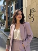 Lilac suit with a cream top