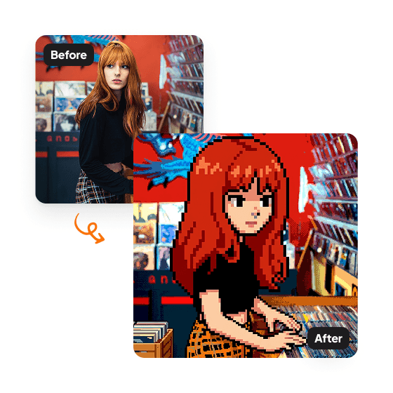 A sample result from the 8-Bit Art Generator, previewing a created look.