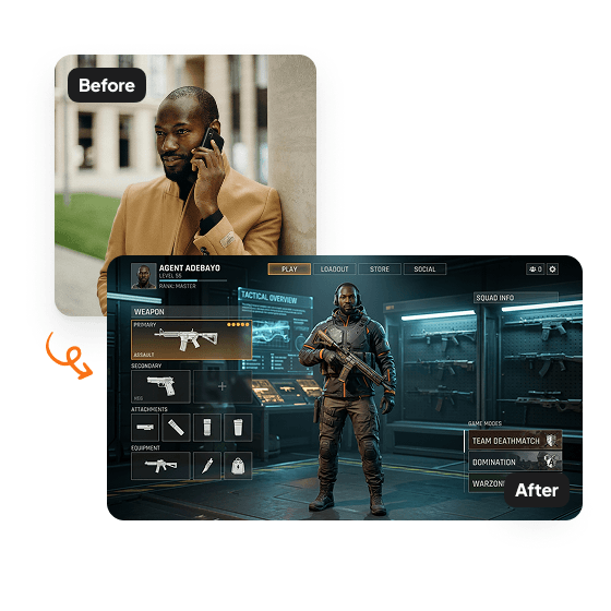 A third sample result from the AI FPS Photo Generator, previewing one more edit.