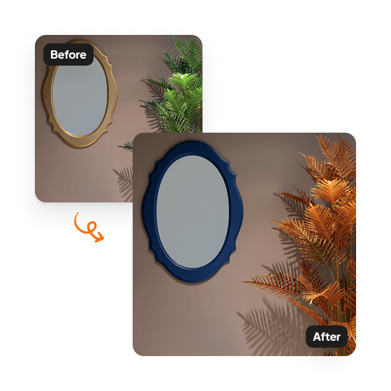 A sample result from the AI Object Recolor tool, previewing an edited photo.