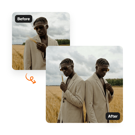 A sample result from the AI Twin Generator, previewing a created look.