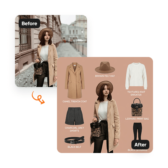 A sample result from the AI Wardrobe Label tool, previewing an edited photo.