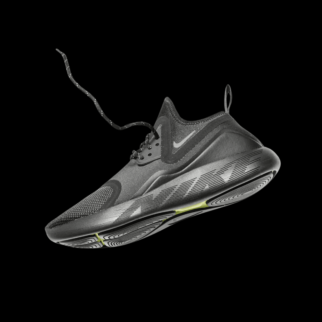 A Nike product photo on a black background, created with the Background Changer.
