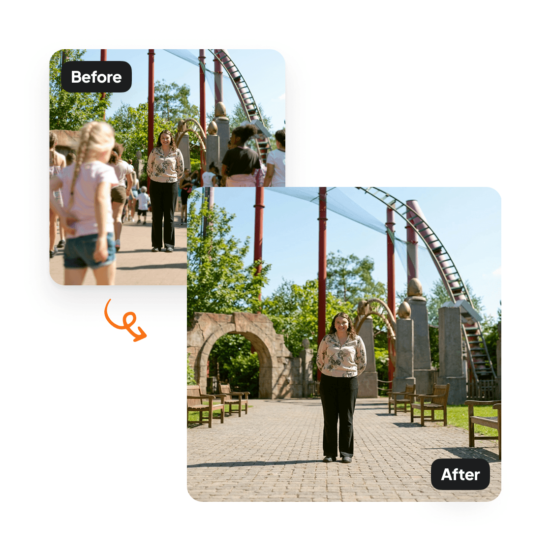 A sample result from the Crowd Remover, previewing a cleaned photo.
