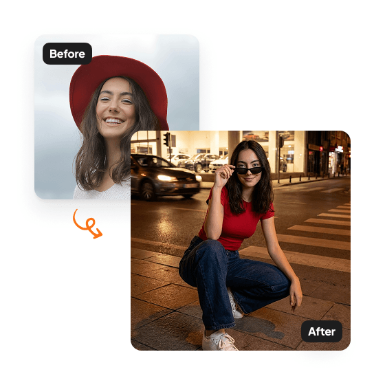 A sample result from the Instagram AI Photo Generator, previewing a created look.