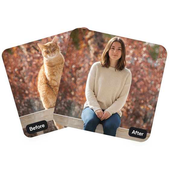 A second sample result from the Pet to Human Filter, showing another edit.