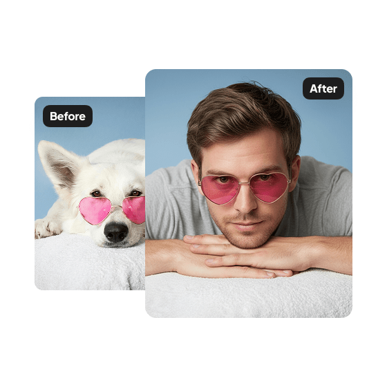 A third sample result from the Pet to Human Filter, previewing one more edit.