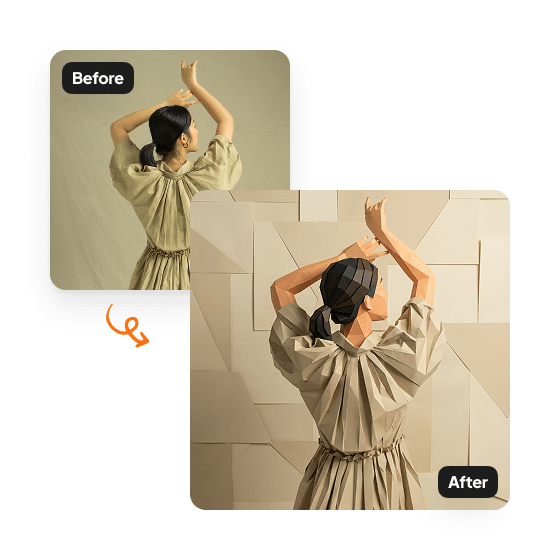 A sample result from the Polygonal Art Generator, previewing a created look.