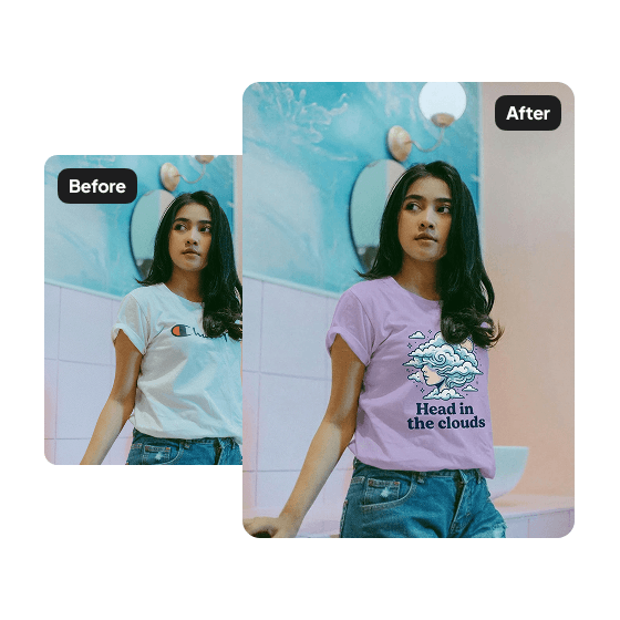 A second sample result from the Virtual T-Shirt Try-On, showing another edit.