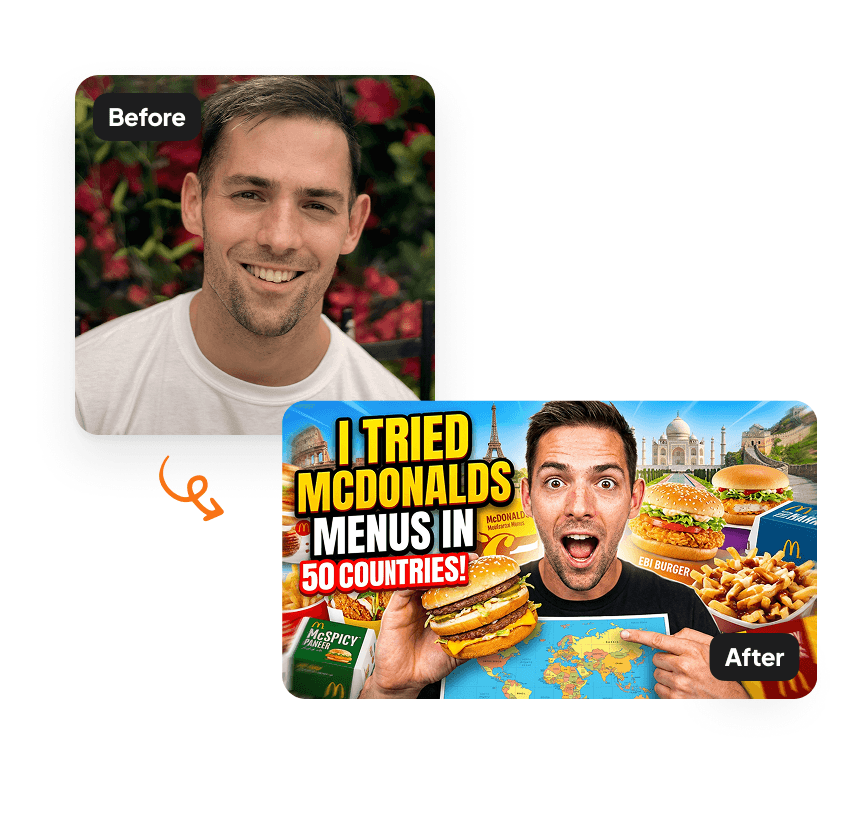 A sample result from the YouTube Thumbnail Generator, previewing a created look.