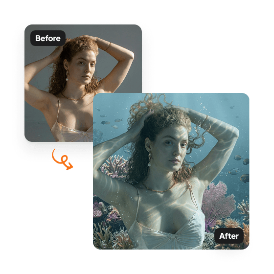 A sample result from the AI Underwater Filter, previewing a restyled photo.