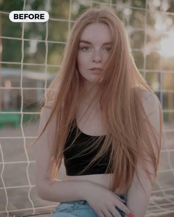 A poster for the Color Fixer tool showing a red-haired portrait used to preview color correction.