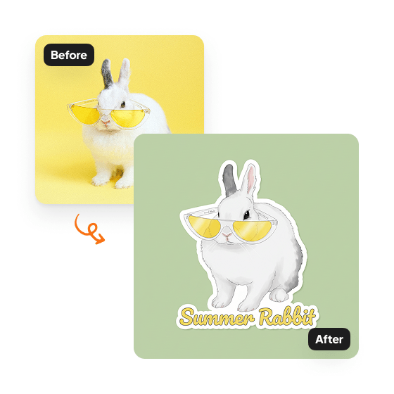 A sample result from the Pet Sticker Generator, previewing a created look.