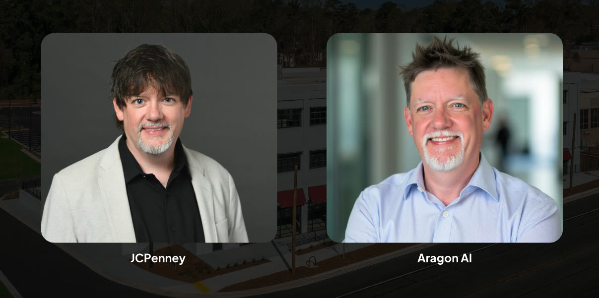 A JCPenney studio headshot beside an Aragon AI headshot of the same employee